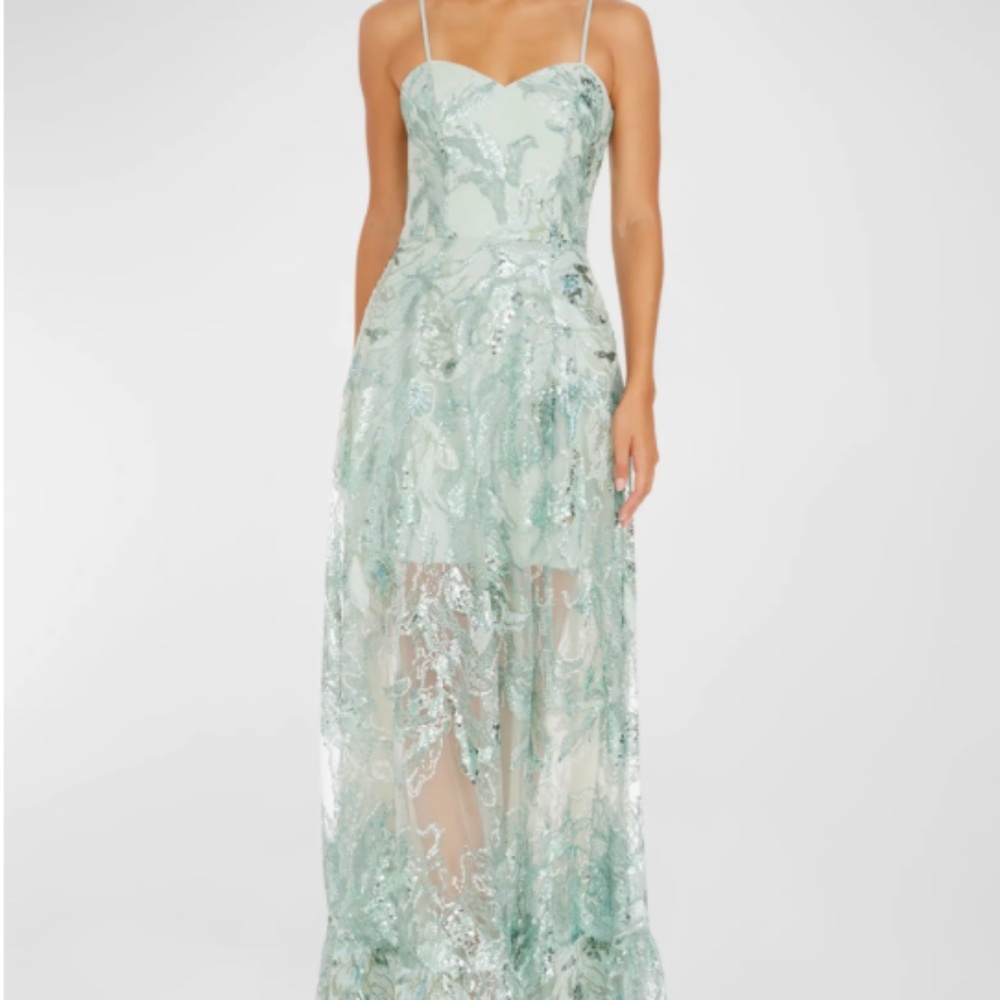 Dress the Population Black Label Anabel Floral Sequin Sweetheart Gown Size 8